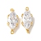 Brass Clear Cubic Zirconia Horse Eye Connector Charms, Cadmium Free & Lead Free, Long-Lasting Plated, Rack Plating, Real 18K Gold Plated, 17x7x4mm, Hole: 0.8mm