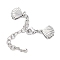 Cross Brass Micro Pave Cubic Zirconia Chain Extender, with Curb Chains and Lobster Claw Clasps, Cadmium Free & Nickel Free & Lead Free, Shell, Platinum, 75.5mm