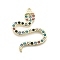 Snake Shape Alloy Rhinestone Pendants, Snake, 36.5x25x3.5mm, Hole: 2mm