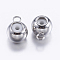 Brass Tube Bails, Loop Bails, with Rubber, Barrel, Platinum, 7x5x3.5mm, Hole: 0.7mm, Inner Diameter: 1.5mm