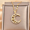 Moon Snowflake Brass Micro Pave Clear Cubic Zirconia Pendant Necklaces, Golden, 15.75 inch(40cm)