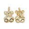 Brass Micro Pave Cubic Zirconia Pendants, Cadmium Free & Lead Free, Bear Charms, Golden, Black, 30x22.5x4mm, Hole: 5x7mm