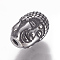 304 Stainless Steel Beads, Buddha Head, Double-Faced, Antique Silver, 9.5x7x7.5mm, Hole: 1.6mm