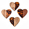 Transparent Resin & Walnut Wood Pendants, Heart Charms, Coral, 37x39x3mm, Hole: 2mm
