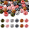 60Pcs 6 Colors Natural Chinese Cherry Wood Beads, Round with Stripe Pattern, Mixed Color, 15x16mm, Hole: 4mm, 10pcs/color