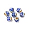 Handmade Cloisonne Beads, Enamel, Round, Blue, 6mm