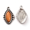 Zinc Alloy Pendants, with Resin, Imitation Turquoise, Horse Eye, Sandy Brown, 23.5x14.5x5.5mm, Hole: 1.8mm