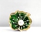 Leaf Enamel Pins, with Platic Pearl, Alloy Rhinestone Brooches for Backpack Clothes, Green, 36x39mm