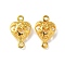 Brass 3D Hollow Heart Connector Charms, Long-Lasting Plated, Rack Plating, Cadmium Free & Lead Free, Golden, 14x9x4mm, Hole: 1.2mm
