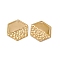 Ion Plating(IP) 304 Stainless Steel Pendants, Hexagon Charm, Real 18K Gold Plated, 26x23x1.5mm, Hole: 1.6mm