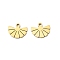201 Stainless Steel Charms, Fan Charm, Real 18K Gold Plated, 8x10x1mm, Hole: 1.2mm