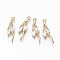 Brass Micro Pave Cubic Zirconia Links Connectors, Light Gold, Long-Lasting Plated, Cadmium Free & Lead Free, Clear, 23x6.5x3mm, Hole: 1mm