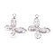 Brass Micro Pave Clear Cubic Zirconia Pendants, Cadmium Free & Nickel Free & Lead Free, Butterfly, Platinum, 26x23x3.5mm, Hole: 2mm