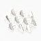 Brass Stud Earring Findings, with Loop and Flat Plate, Nickel Free, Semicircle, Real Platinum Plated, 12x16x3mm, Hole: 1.8mm, Pin: 0.8mm