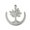 304 Stainless Steel Pendants, Tree Charm, Laser Cut, Anti-Tarnish, Stainless Steel Color, 27x25x1.5mm, Hole: 1.6mm