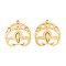 304 Stainless Steel Pendants, Lotus with Moon Phase Charm, Ion Plating(IP), Real 18K Gold Plated, 26.5x25x1.5mm, Hole: 1.8mm