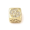 Brass Micro Pave Clear Cubic Zirconia European Beads, Cube, Cancer, 8x8x7.5mm, Hole: 4.5mm