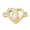 Rack Plating Brass Micro Pave Clear Cubic Zirconia Religion Heart Virgin Mary Connector Charms, Long-Lasting Plated, Lead Free & Cadmium Free, Real 18K Gold Plated, 11.5x16.5x2.2mm, Hole: 1.6mm