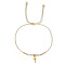 Natural Moonstone Braided Bead Bracelets, Stainless Steel Cross Charm Bracelets for Women, Faceted