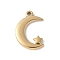 304 Stainless Steel Pendants, Moon with Star Charm, PVD Vacuum Plating, Real 18K Gold Plated, 24x16.5x3mm, Hole: 2mm