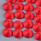 Polyester Thread Fabric Cabochons, Covered with ABS Plastic, Half Round/Dome, Red, 14.5x7mm