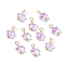Glass Pendant, with Brass Findings, Star, Golden, Medium Orchid, 14mm, Hole: 2.5mm, 10pcs/set