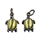 Brass Pendants, with Cat Eye and Jump Ring, Lead Free & Cadmium Free, Antique Bronze, Sea Turtle, Dark Khaki, 16x10.5x4mm, Hole: 3.5mm
