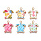 Printed Alloy Pendants, Light Gold, Tortoise Charm, Mixed Color, 21.5x18x1.5mm, Hole: 1.8mm
