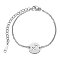 Tarnish Resistant 201 Stainless Steel Link Bracelets, with Cable Chains and Lobster Claw Clasps, Flat Round with Constellation, Sagittarius, 6 inch~6-3/4 inch(15~17.5cm), 1.5mm