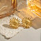 Stainless Steel Textured Flower Stud Earrings, Real 18K Gold Plated, 27.20mm