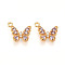 Brass Micro Pave Cubic Zirconia Charms, Butterfly, Long-Lasting Plated, Nickel Free, Real 18K Gold Plated, Purple, 15x12.5x3.5mm, Hole: 1.4mm