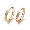 Brass Micro Pave Cubic Zirconia Hoop Earrings, Rectangle, Light Gold, 24.5x4mm