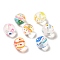 Transparent Glass Beads, Hand Drawn Beads, with Enamel, Round, Mixed Color, 12mm, Hole: 1mm