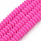 Handmade Polymer Clay Beads Strands, Flat Round, Camellia, 8.5~9x3.5mm, Hole: 1.6mm, about 112pcs/strand, 15.75 inch~16.14 inch(40~41cm)