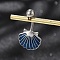 Alloy Enamel Shell Shaped Curved Barbell Belly Rings, with 304 Stainless Steel Pins, Platinum & Stainless Steel Color, Marine Blue, 26.5mm, Pin: 1.6mm