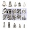 60Pcs 10 Styles Tibetan Style Alloy & Brass & CCB Plastic Bead Cones, Antique Silver, 14~18x9~16x7~9mm, Hole: 1~10mm, 6pcs/style