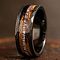 304 Stainless Steel & Wood Finger Rings for Men, Sandy Brown, US Size 9(18.9mm)