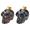 BENECREAT 5Pcs Electroplate K9 Glass Skull Pendants Necklace Skull Jewelry(Gunmetal Plated) with Golden Plated Brass Bails