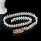 White Acrylic Imitiaotn Pearl Beaded Elastic Chain Belts with Alloy Buckles, Golden, Flower, 600~800x20~30mm
