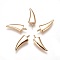 Brass Charms, Horn, Nickel Free, Real 18K Gold Plated, 15x5x2mm, Hole: 1mm
