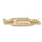 Paperclip Rack Plating Brass Micro Pave Clear Cubic Zirconia Fold Over Clasps, Long-lasting Plated, Lead Free & Cadmium Free, Real 18K Gold Plated, 50mm, Hole: 1mm