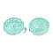 Transparent Spray Painted Glass Beads, Flower with Pawprint, Turquoise, 15x15x5.5mm, Hole: 1.2mm