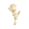 Brass Pave Clear Cubic Zirconia Pendants, Cadmium Free & Nickel Free & Lead Free, Rose Shapes, Real 14K Gold Plated, 19.5x10.5x6.5mm, Hole: 1.2mm