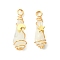 2Pcs Electroplated Natural Quartz Crystal Dyed Copper Wire Wrapped Pendants, Teardrop Charms with Brass Star & Moon, Golde, Old Lace, 28~37x9.5~15.5x7.5~16mm, Hole: 3.5~4mm