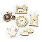 Wooden Buttons and Cabochons, Mixed Shape, PapayaWhip, 30~30.5x19~30x2.5mm, Hole: 2mm