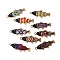 Alloy Enamel Pendants, Fish Charm, Golden, Mixed Color, 35.5x14.5x1.5mm, Hole: 2mm