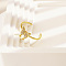 Stainless Steel with Rhinestone Adjustable Cuff Rings for Women, Butterfly, Real 18K Gold Plated
