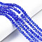 Electroplate Glass Beads Strands, AB Color Plated, Faceted, Rondelle, Blue, 6x5mm, Hole: 1mm, about 80~85pcs/strand, 38~40cm