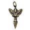 Tibetan Style Rack Plating Brass Big Pendants, Long-Lasting Plated, Bird Vajra Charm, Brushed Antique Bronze, 57.5x28.5x6.5mm, Hole: 8mm