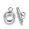Non-Tarnish 304 Stainless Steel Toggle Clasps, Ring, Stainless Steel Color, 16.5x12x2mm, Hole: 3mm, Inner Diameter: 8mm, Bar: 18x7.5x3mm, Hole: 3mm